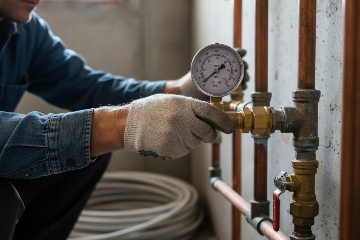 Pressure testing a repaired line during Water Line Repair in Danville